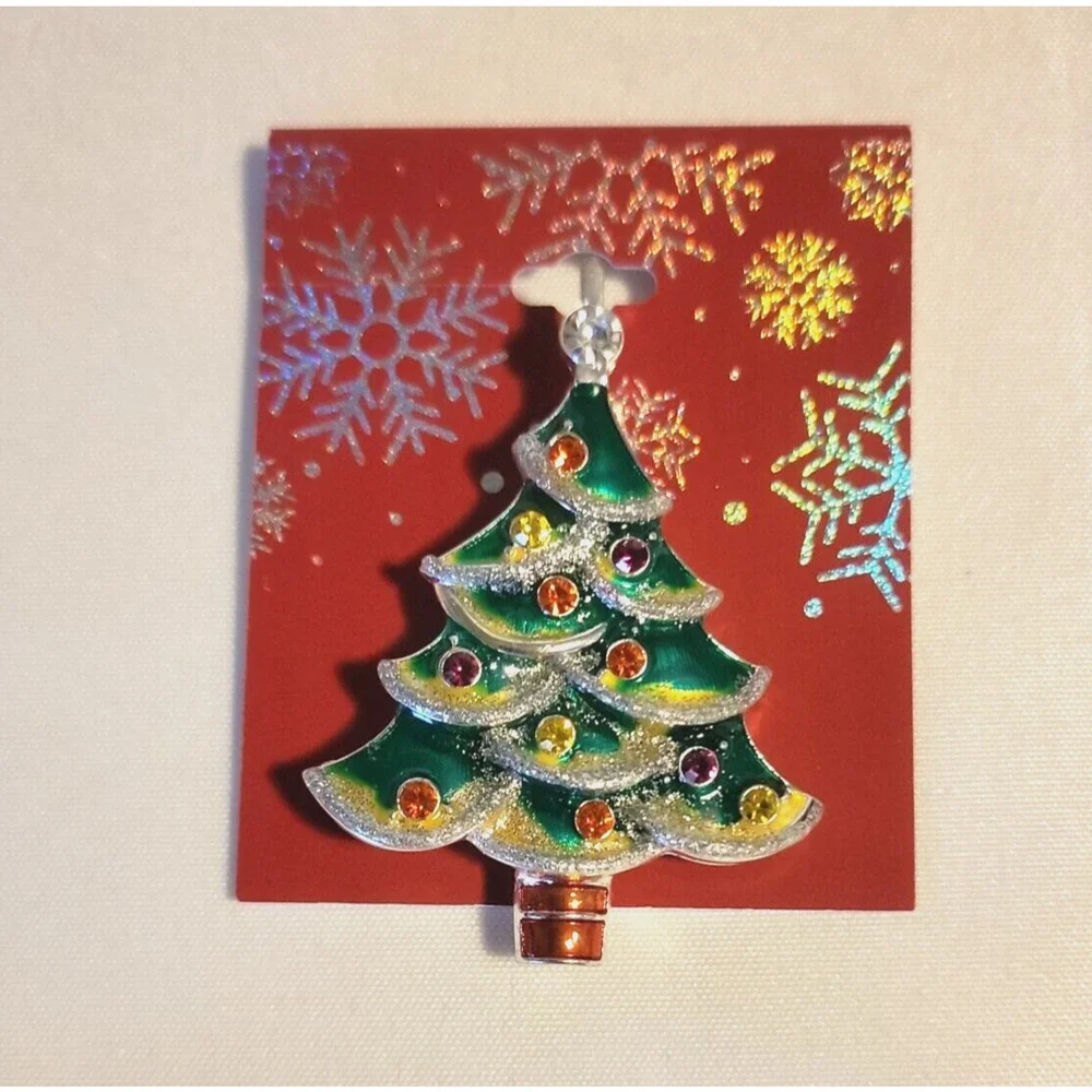 Kohl's Christmas Tree Brooch Rhinestones Colorful